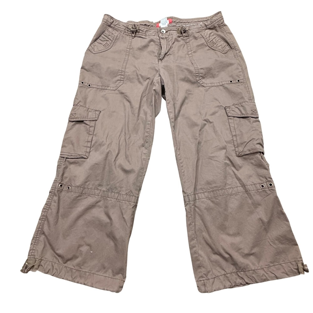 Vintage Maurices Brown Cargo Pants Womens 9/10 Cotton Wide Leg Drawstring Y2K